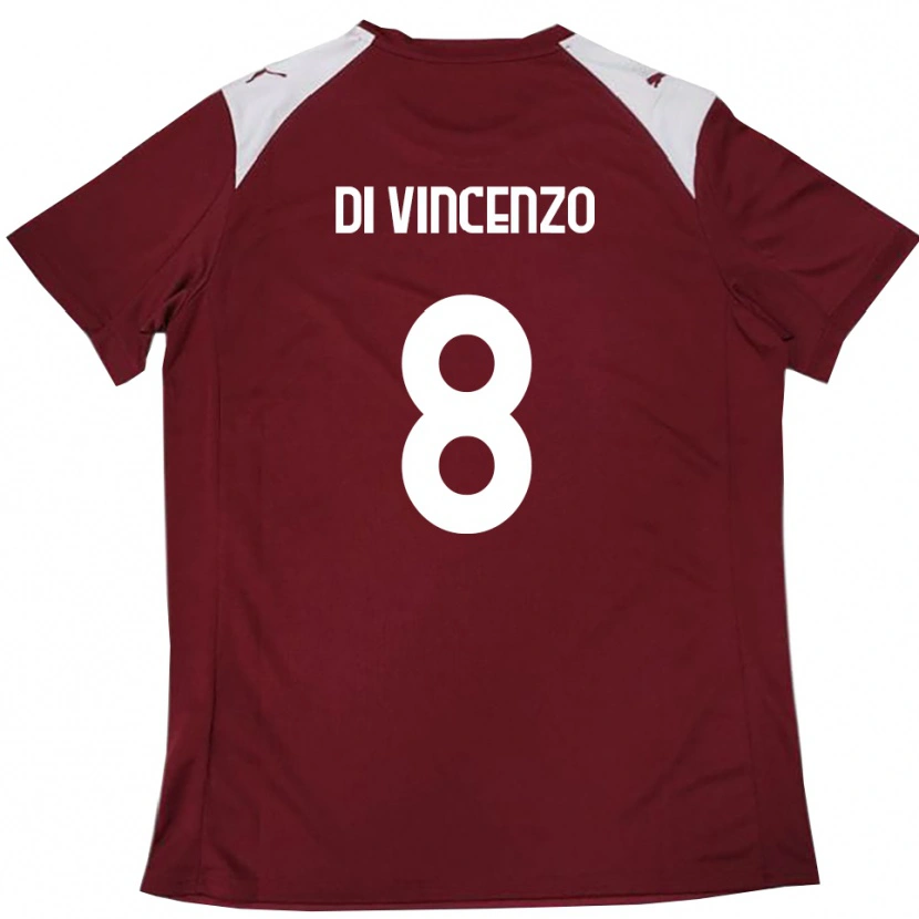 Danxen Kinder Edoardo Di Vincenzo #8 Burgunderrot Weiß Heimtrikot Trikot 2025/26 T-Shirt