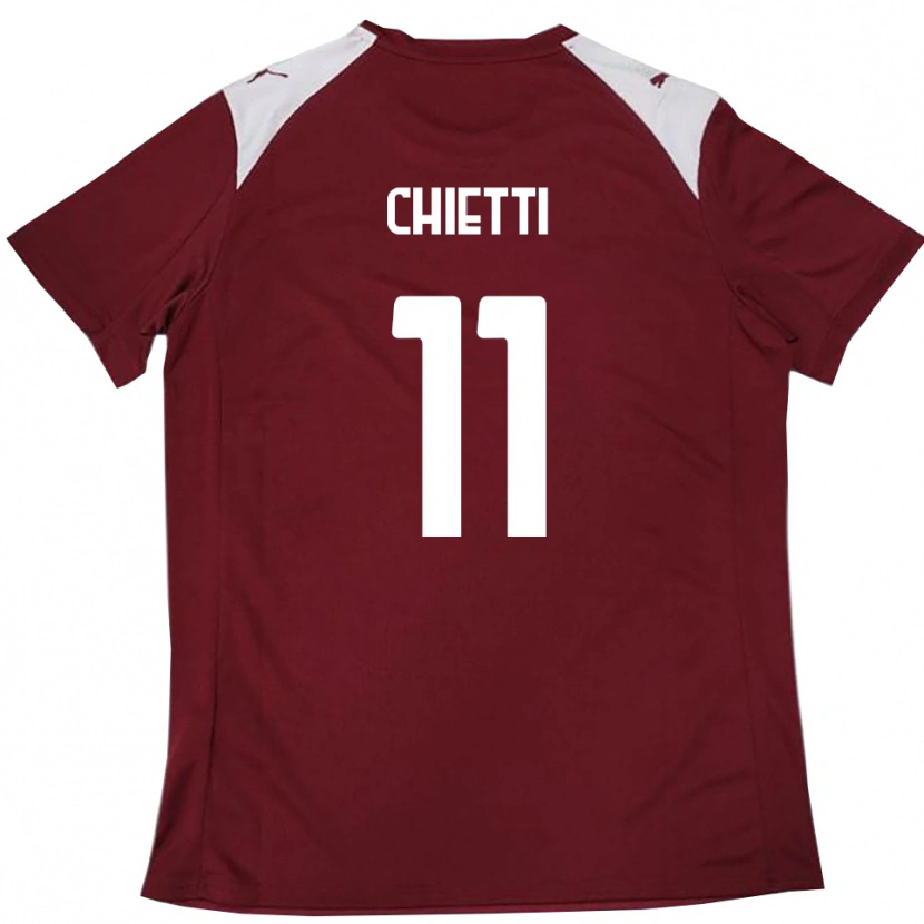 Danxen Kinder Francesco Chietti #11 Burgunderrot Weiß Heimtrikot Trikot 2025/26 T-Shirt