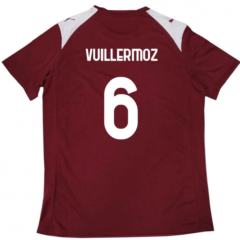 Danxen Kinder Joshua Vuillermoz #6 Burgunderrot Weiß Heimtrikot Trikot 2025/26 T-Shirt