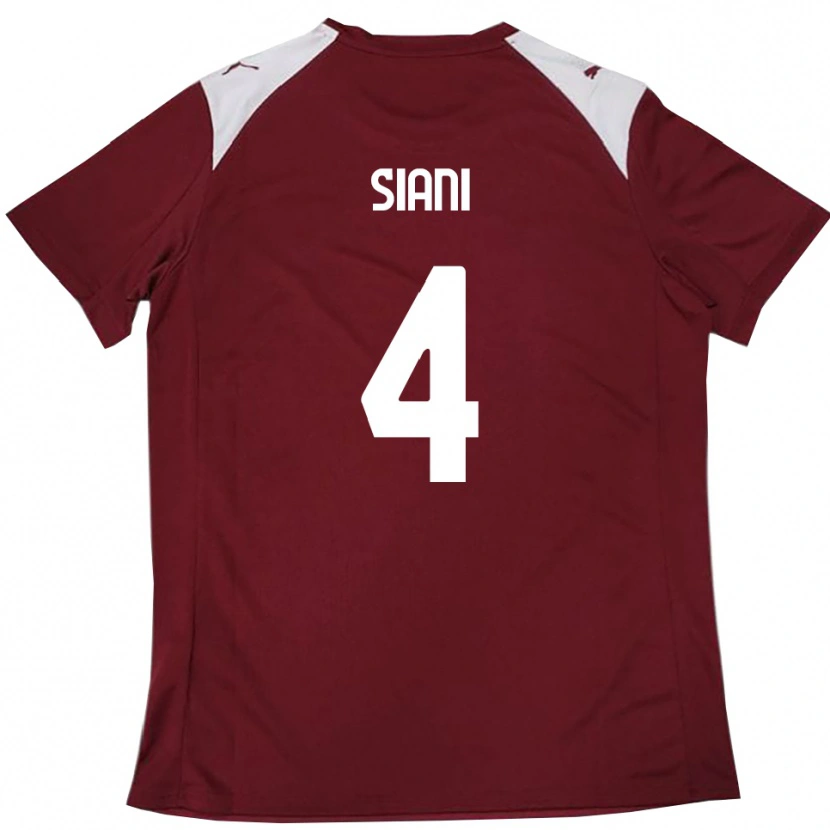 Danxen Kinder Vincenzo Siani #4 Burgunderrot Weiß Heimtrikot Trikot 2025/26 T-Shirt
