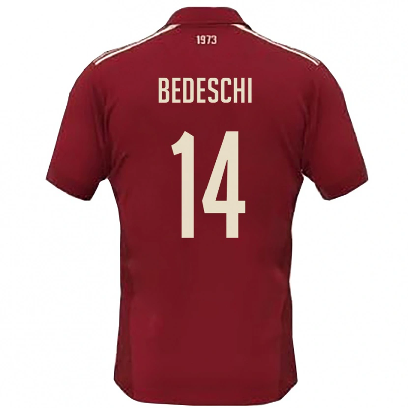 Danxen Kinder Davide Bedeschi #14 Burgunderrot Weiß Heimtrikot Trikot 2025/26 T-Shirt