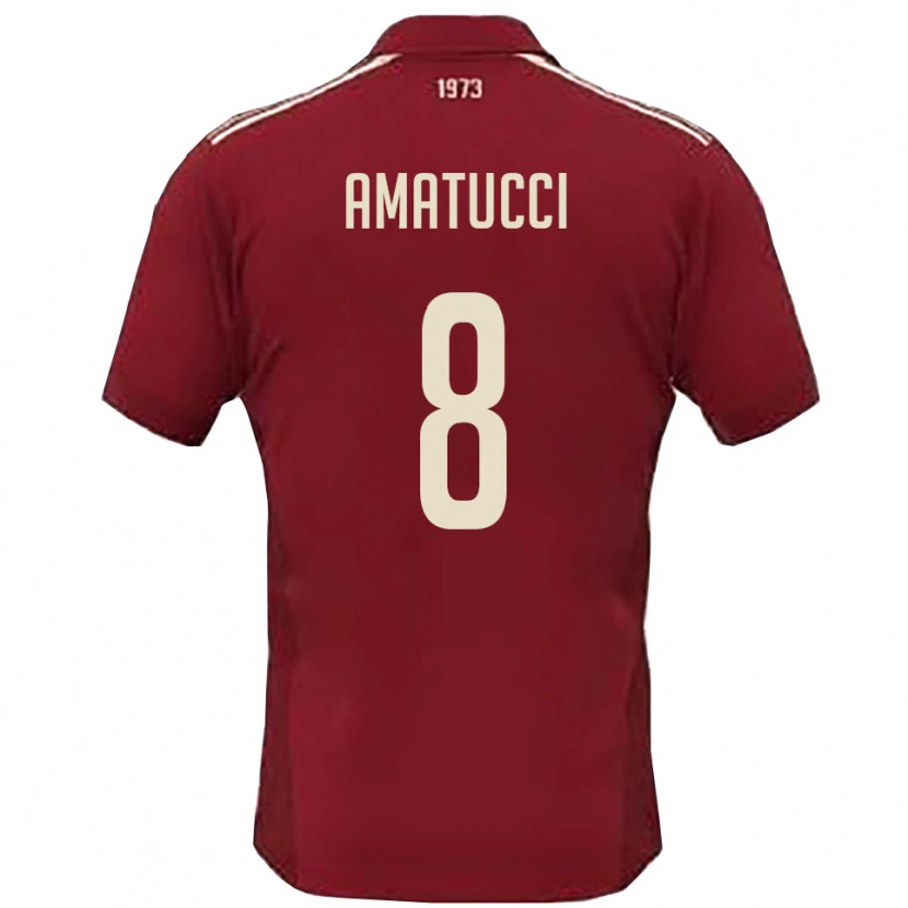 Danxen Kinder Francesco Amatucci #8 Burgunderrot Weiß Heimtrikot Trikot 2025/26 T-Shirt