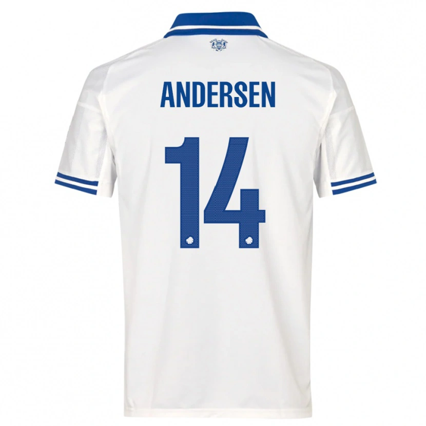 Danxen Kinder Svava Andersen #14 Weiß Blau Heimtrikot Trikot 2025/26 T-Shirt