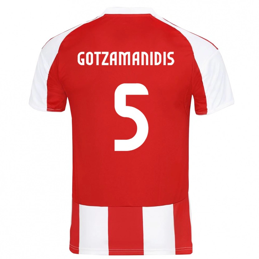 Danxen Kinder Nikolaos Gotzamanidis #5 Rot Weiß Heimtrikot Trikot 2025/26 T-Shirt