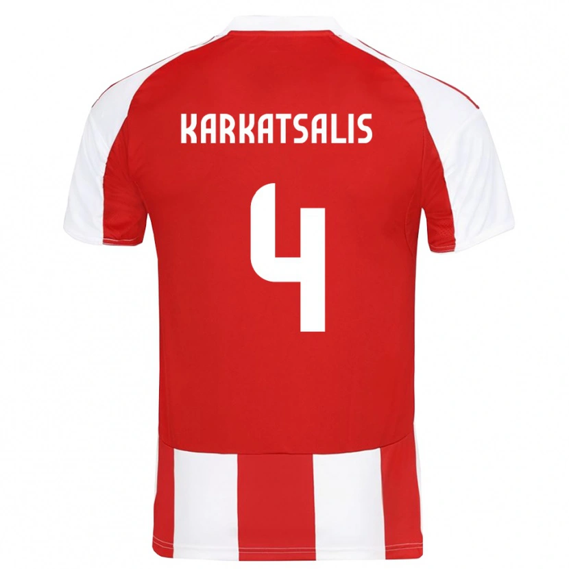 Danxen Kinder Vasilios Karkatsalis #4 Rot Weiß Heimtrikot Trikot 2025/26 T-Shirt