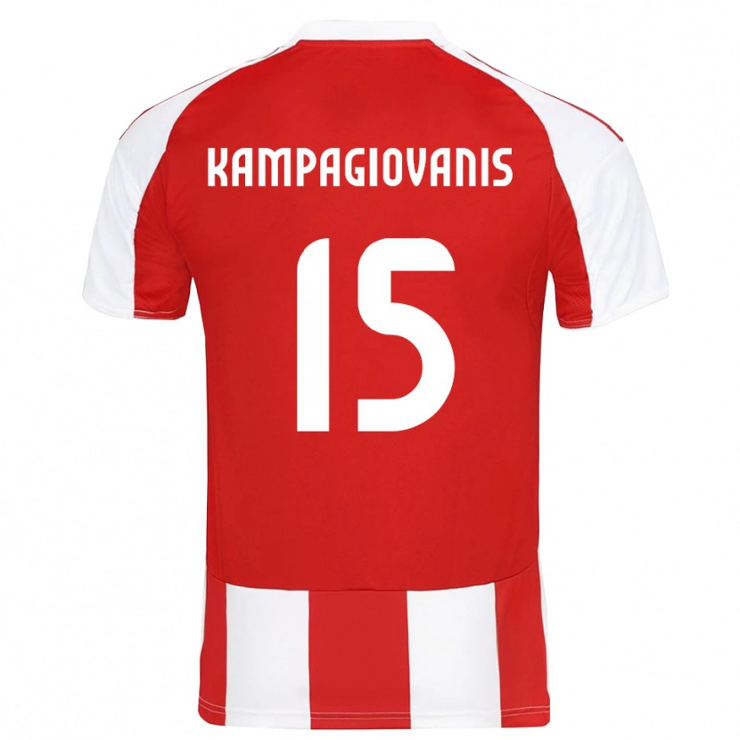 Danxen Kinder Anastasios Kampagiovanis #15 Rot Weiß Heimtrikot Trikot 2025/26 T-Shirt