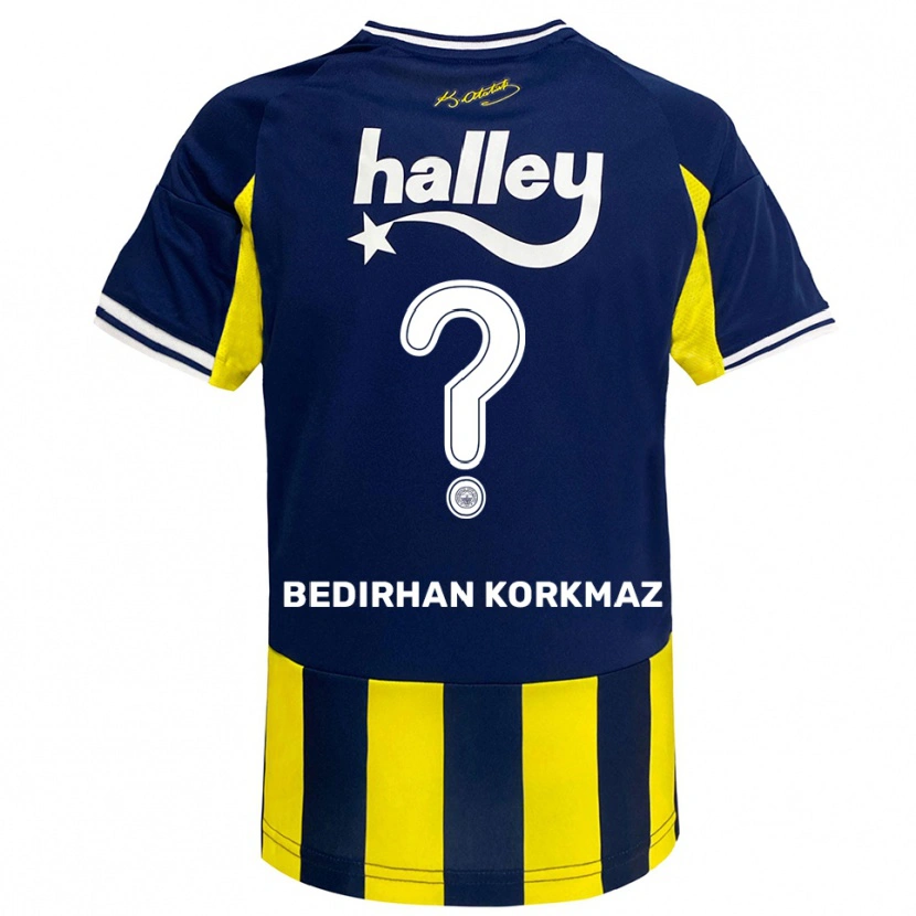 Danxen Kinder Yağız Bedirhan Korkmaz #0 Gelb Marineblau Weiß Heimtrikot Trikot 2025/26 T-Shirt