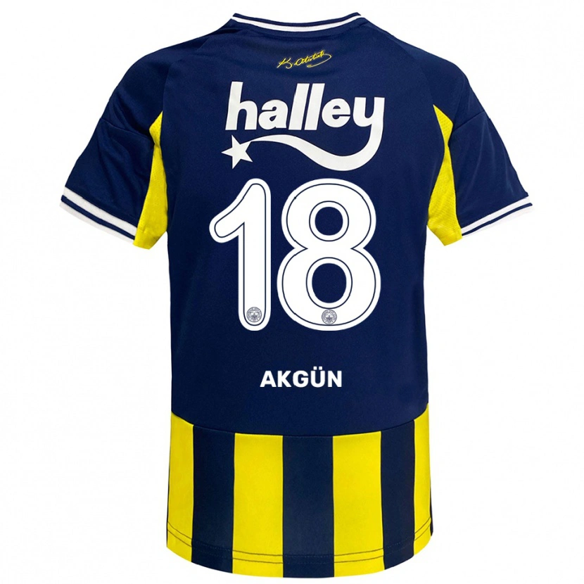 Danxen Kinder Arda Akgün #18 Gelb Marineblau Weiß Heimtrikot Trikot 2025/26 T-Shirt