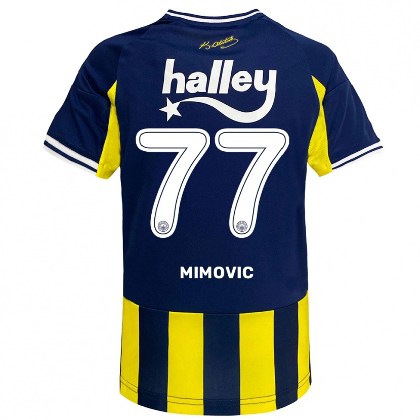 Danxen Kinder Ognjen Mimovic #77 Gelb Marineblau Weiß Heimtrikot Trikot 2025/26 T-Shirt