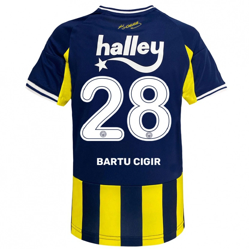 Danxen Kinder Can Bartu Çığır #28 Gelb Marineblau Weiß Heimtrikot Trikot 2025/26 T-Shirt