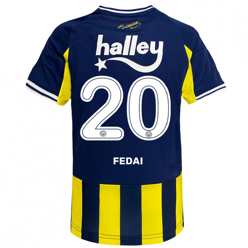 Danxen Kinder Çağrı Fedai #20 Gelb Marineblau Weiß Heimtrikot Trikot 2025/26 T-Shirt