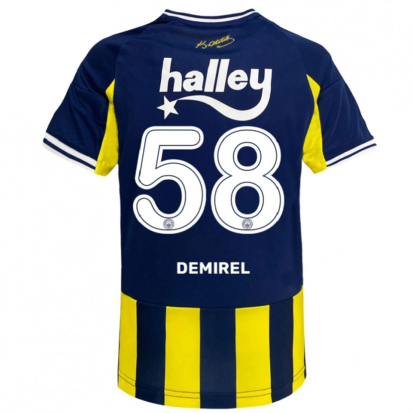 Danxen Kinder Görkem Demirel #58 Gelb Marineblau Weiß Heimtrikot Trikot 2025/26 T-Shirt
