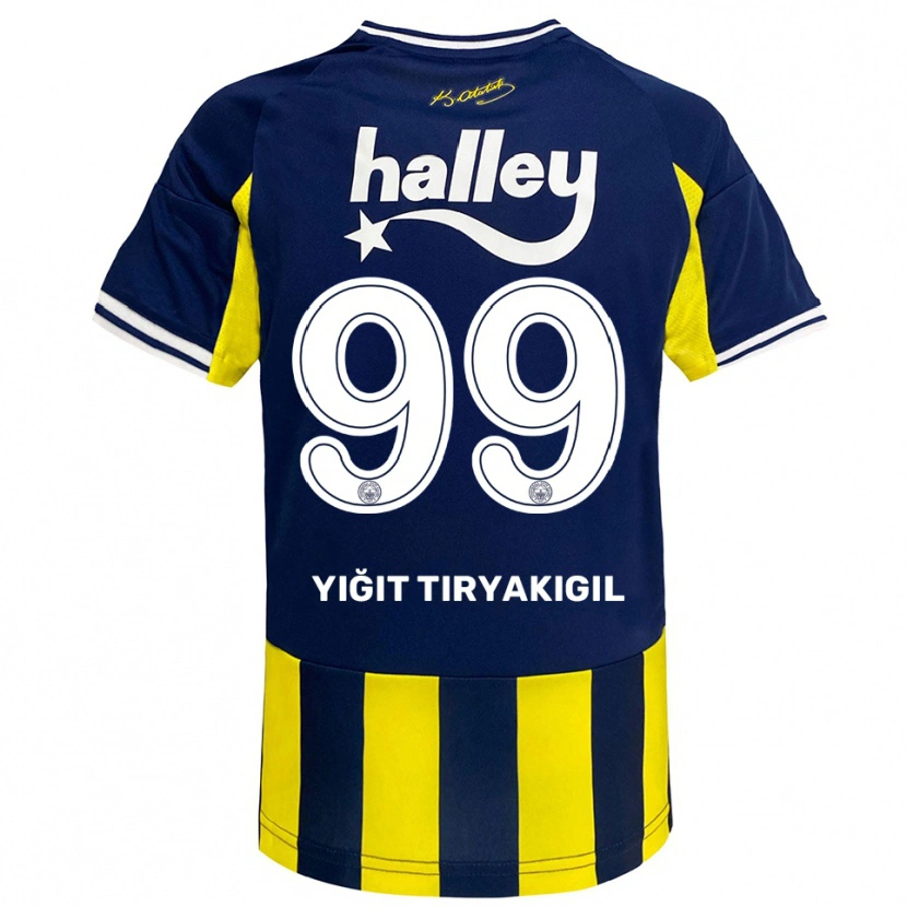 Danxen Kinder Ömer Yiğit Tiryakigil #99 Gelb Marineblau Weiß Heimtrikot Trikot 2025/26 T-Shirt