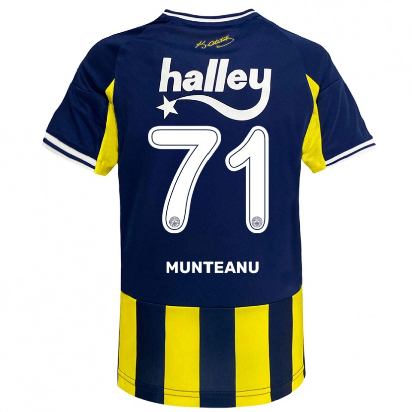 Danxen Kinder Natalia Munteanu #71 Gelb Marineblau Weiß Heimtrikot Trikot 2025/26 T-Shirt