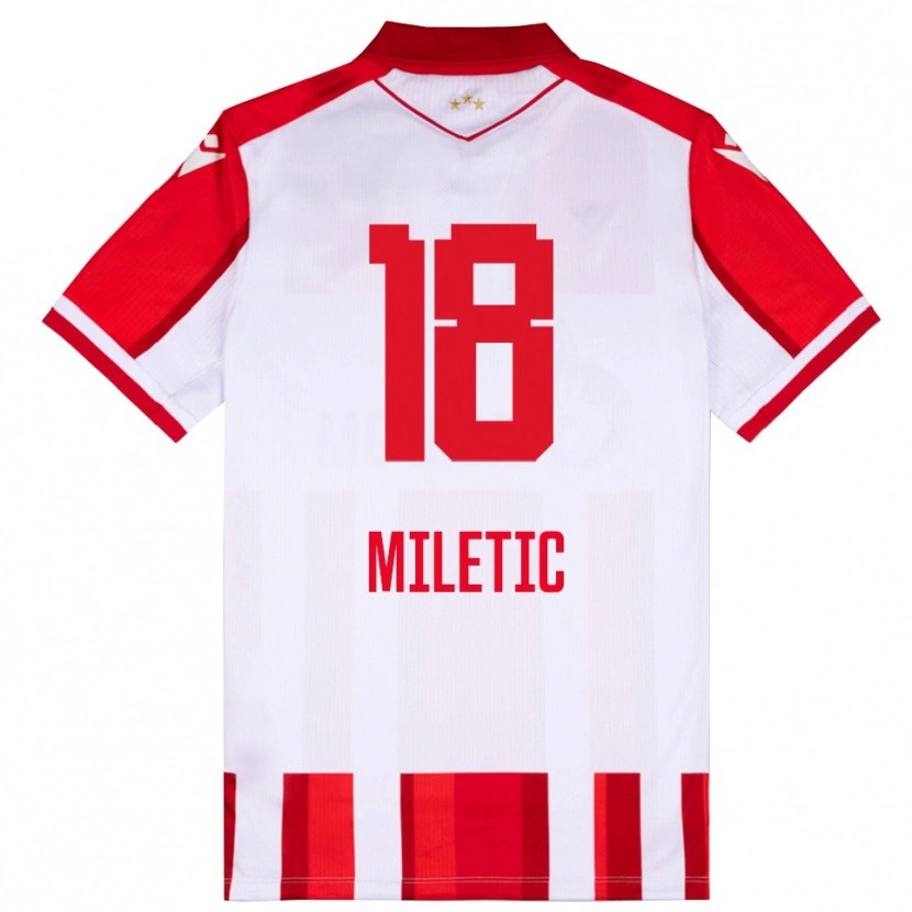 Danxen Kinder Ignjat Miletic #18 Rot Weiß Heimtrikot Trikot 2025/26 T-Shirt