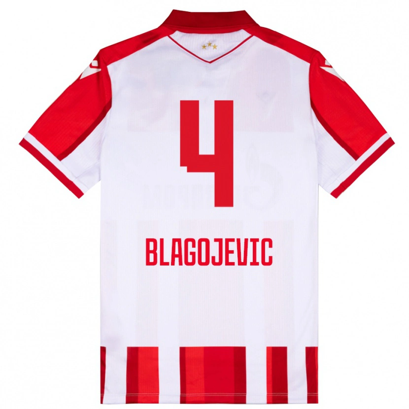 Danxen Kinder Niksa Blagojevic #4 Rot Weiß Heimtrikot Trikot 2025/26 T-Shirt