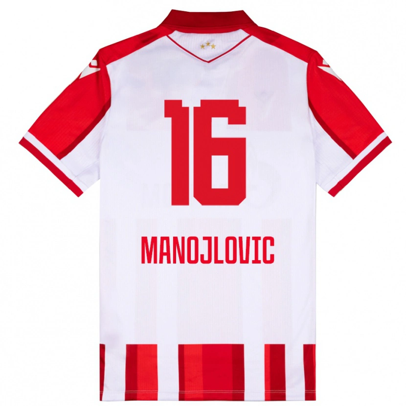Danxen Kinder Petar Manojlovic #16 Rot Weiß Heimtrikot Trikot 2025/26 T-Shirt
