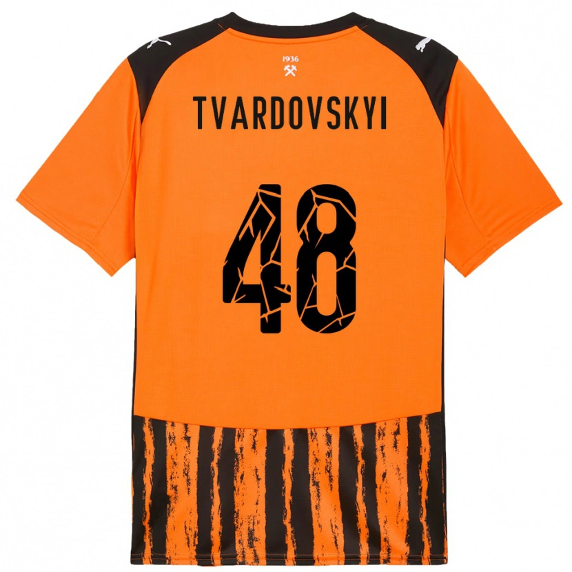 Danxen Kinder Denys Tvardovskyi #48 Orange Schwarz Heimtrikot Trikot 2025/26 T-Shirt