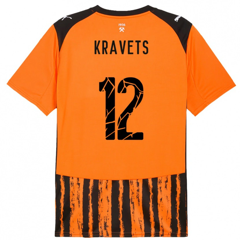 Danxen Kinder Vladyslav Kravets #12 Orange Schwarz Heimtrikot Trikot 2025/26 T-Shirt