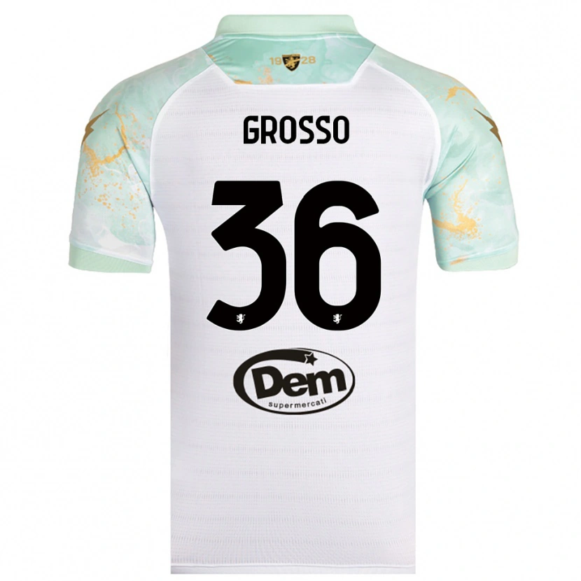 Danxen Kinder Filippo Grosso #36 Weiß Schwarz Auswärtstrikot Trikot 2025/26 T-Shirt