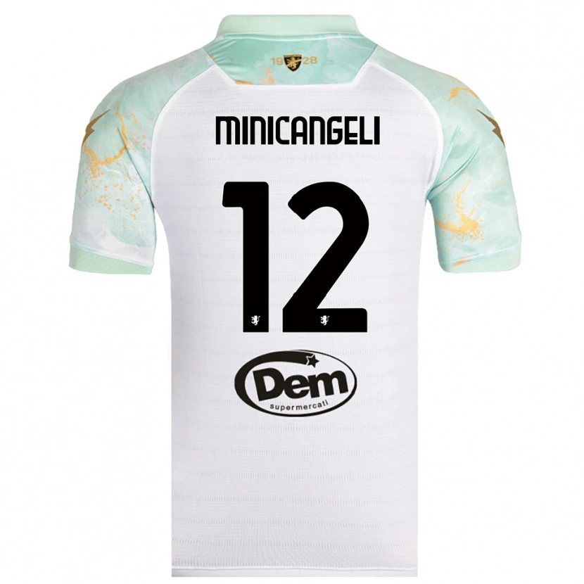 Danxen Kinder Francesco Minicangeli #12 Weiß Schwarz Auswärtstrikot Trikot 2025/26 T-Shirt