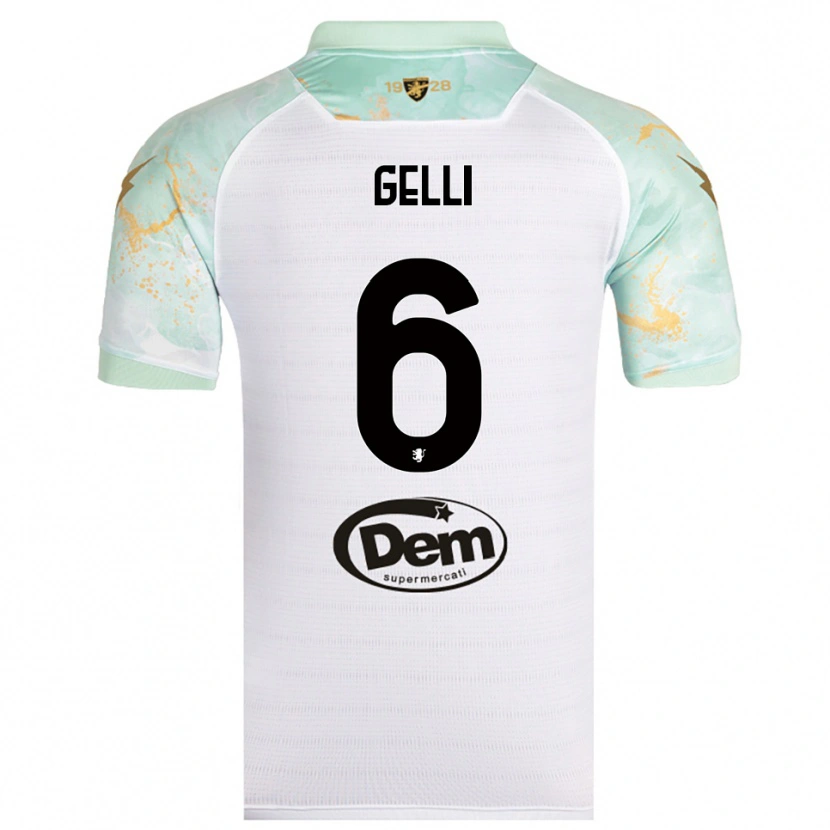 Danxen Kinder Jacopo Gelli #6 Weiß Schwarz Auswärtstrikot Trikot 2025/26 T-Shirt