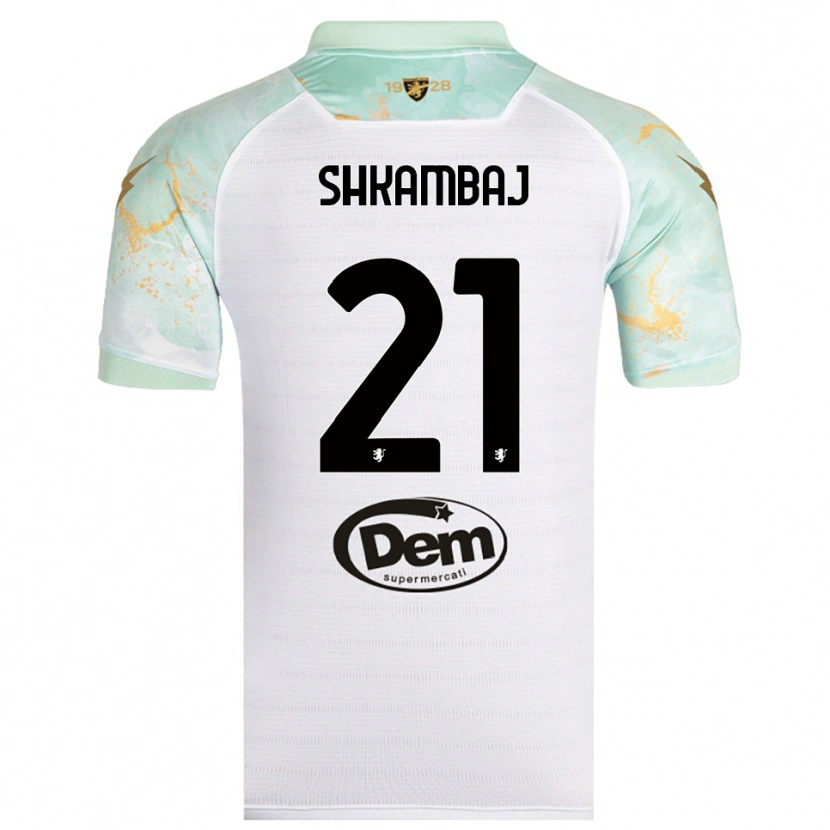 Danxen Kinder Ardit Shkambaj #21 Weiß Schwarz Auswärtstrikot Trikot 2025/26 T-Shirt