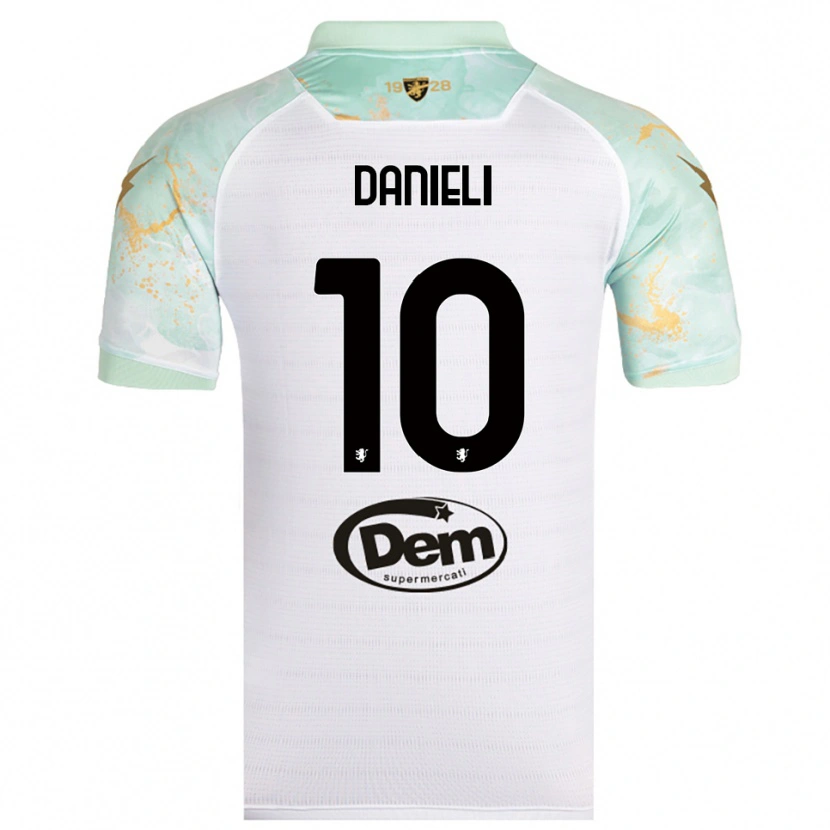 Danxen Kinder Alessio Danieli #10 Weiß Schwarz Auswärtstrikot Trikot 2025/26 T-Shirt