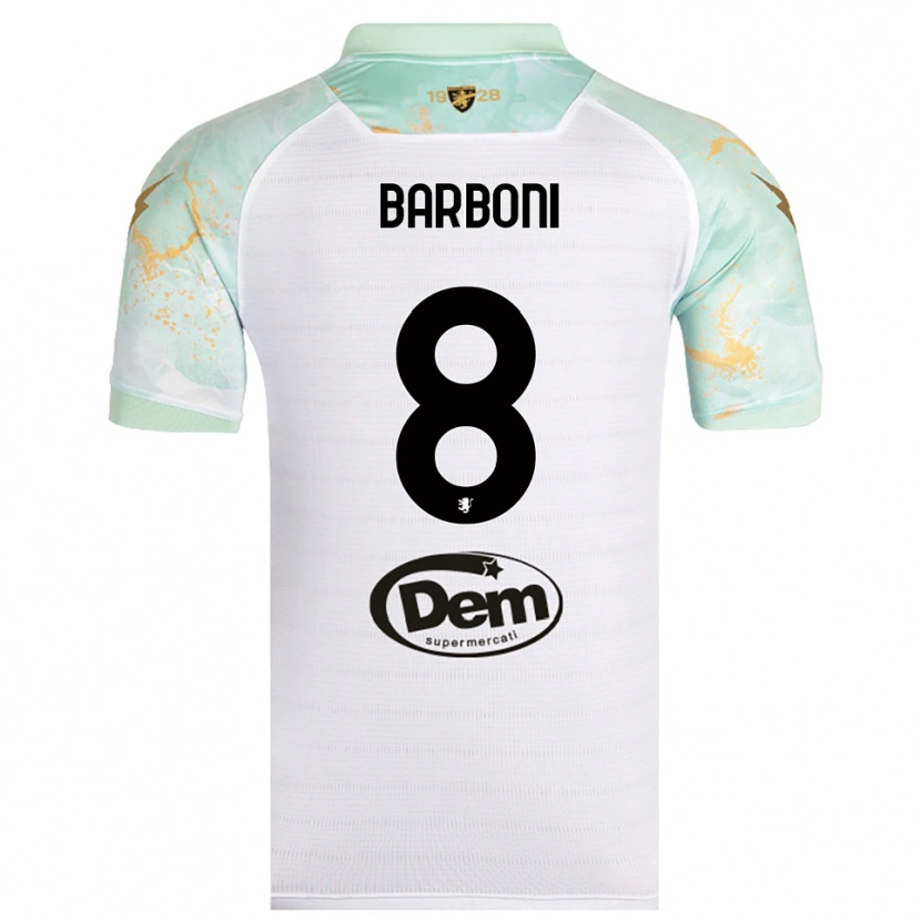 Danxen Kinder David Barboni #8 Weiß Schwarz Auswärtstrikot Trikot 2025/26 T-Shirt