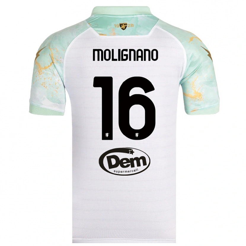 Danxen Kinder Gaetano Molignano #16 Weiß Schwarz Auswärtstrikot Trikot 2025/26 T-Shirt