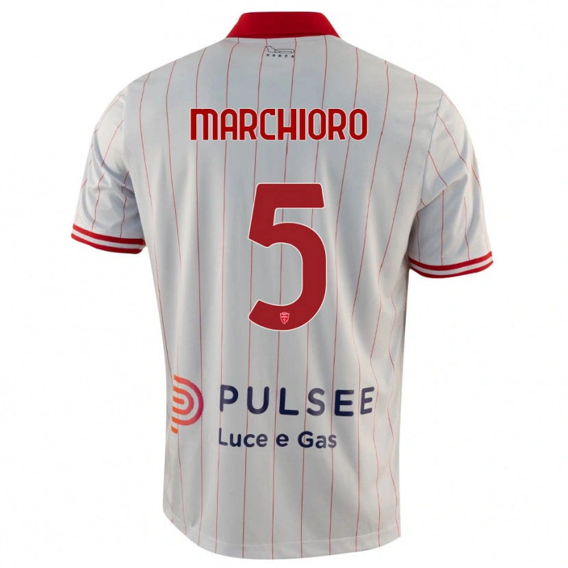 Danxen Kinder Lorenzo Marchioro #5 Weiß Rot Blau Auswärtstrikot Trikot 2025/26 T-Shirt