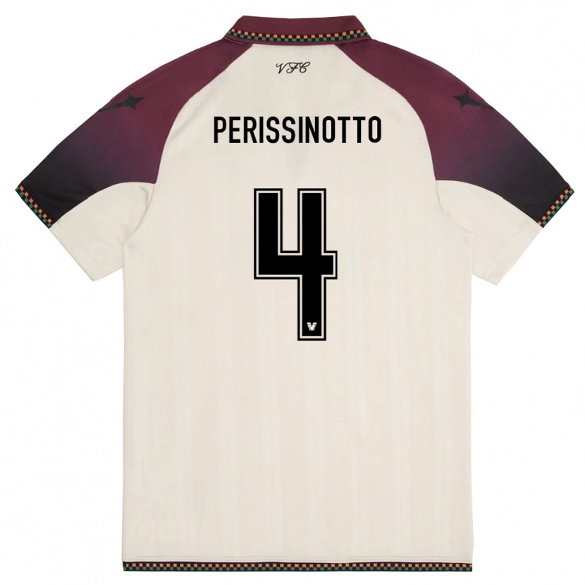 Danxen Kinder Nicolò Perissinotto #4 Cremefarben Burgund Auswärtstrikot Trikot 2025/26 T-Shirt