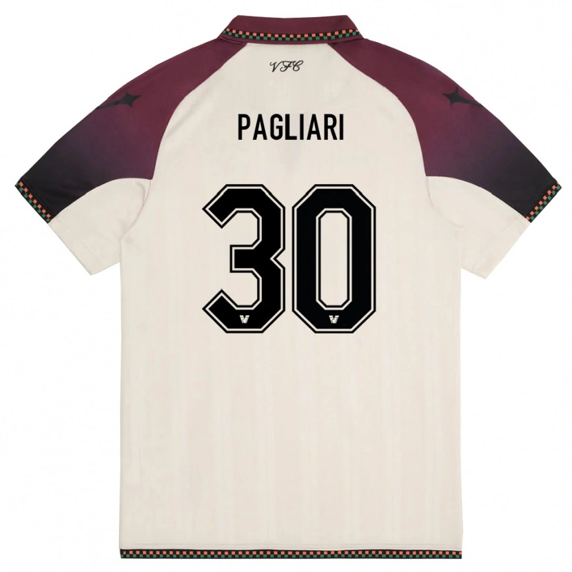 Danxen Kinder Alessandro Pagliari #30 Cremefarben Burgund Auswärtstrikot Trikot 2025/26 T-Shirt