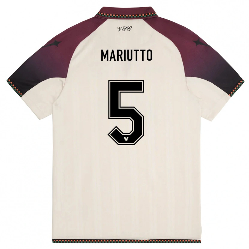 Danxen Kinder Francesco Mariutto #5 Cremefarben Burgund Auswärtstrikot Trikot 2025/26 T-Shirt