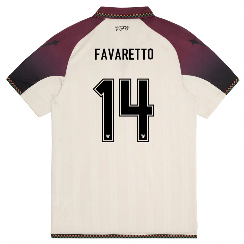 Danxen Kinder Alessio Favaretto #14 Cremefarben Burgund Auswärtstrikot Trikot 2025/26 T-Shirt