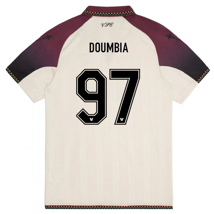 Danxen Kinder Issa Doumbia #97 Cremefarben Burgund Auswärtstrikot Trikot 2025/26 T-Shirt