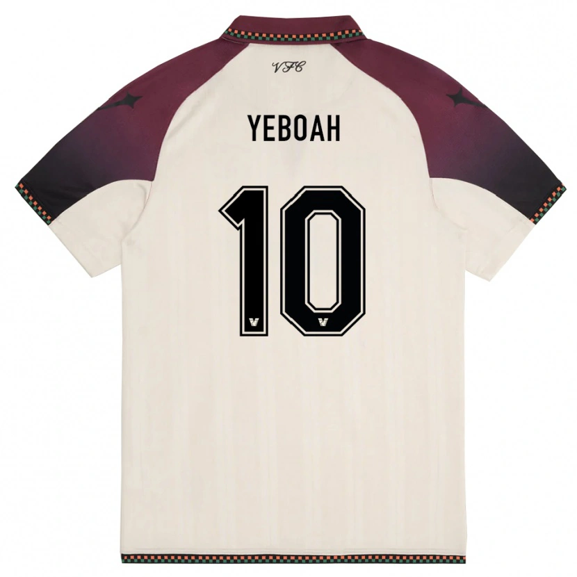 Danxen Kinder John Yeboah #10 Cremefarben Burgund Auswärtstrikot Trikot 2025/26 T-Shirt