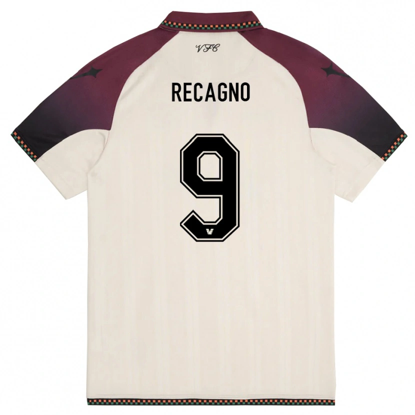 Danxen Kinder Francesco Recagno #9 Cremefarben Burgund Auswärtstrikot Trikot 2025/26 T-Shirt