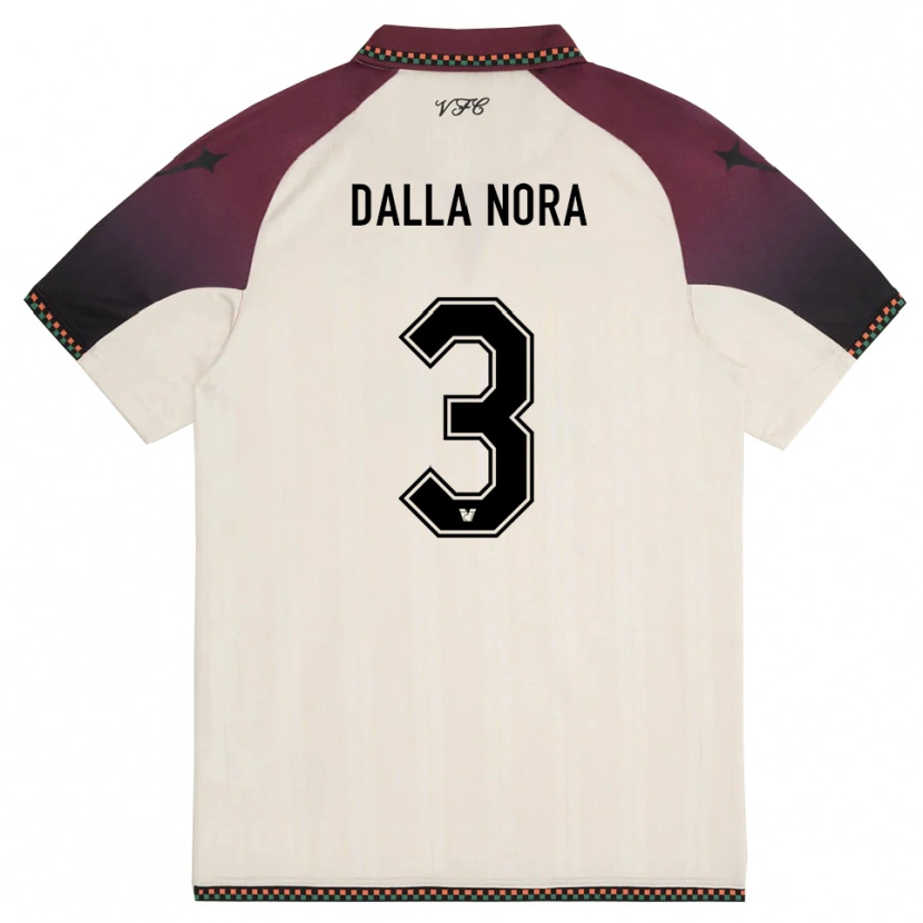 Danxen Kinder Edoardo Dalla Nora #3 Cremefarben Burgund Auswärtstrikot Trikot 2025/26 T-Shirt