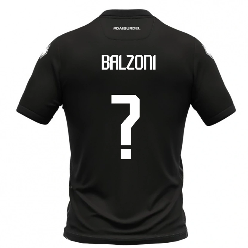 Danxen Kinder Mattia Balzoni #0 Schwarz Weiß Auswärtstrikot Trikot 2025/26 T-Shirt