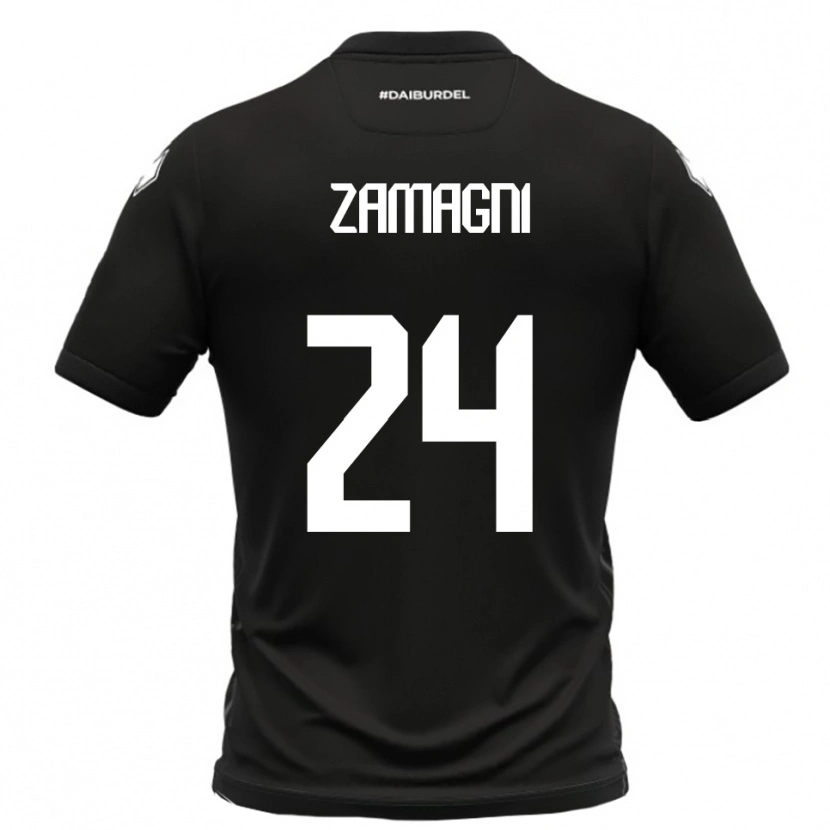 Danxen Kinder Davide Zamagni #24 Schwarz Weiß Auswärtstrikot Trikot 2025/26 T-Shirt