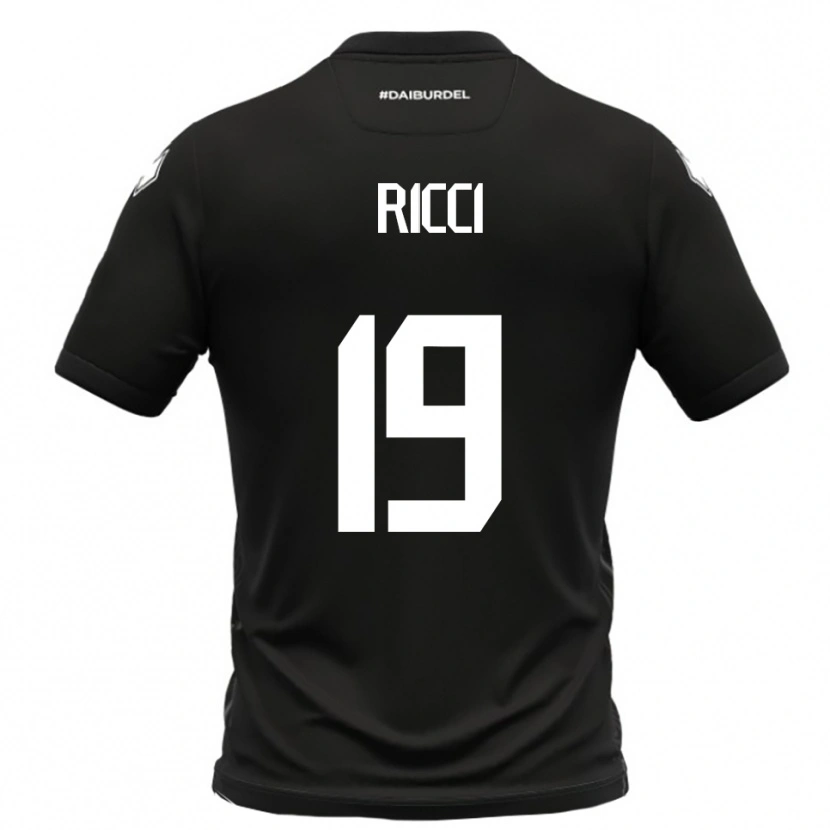 Danxen Kinder Gabriele Ricci #19 Schwarz Weiß Auswärtstrikot Trikot 2025/26 T-Shirt