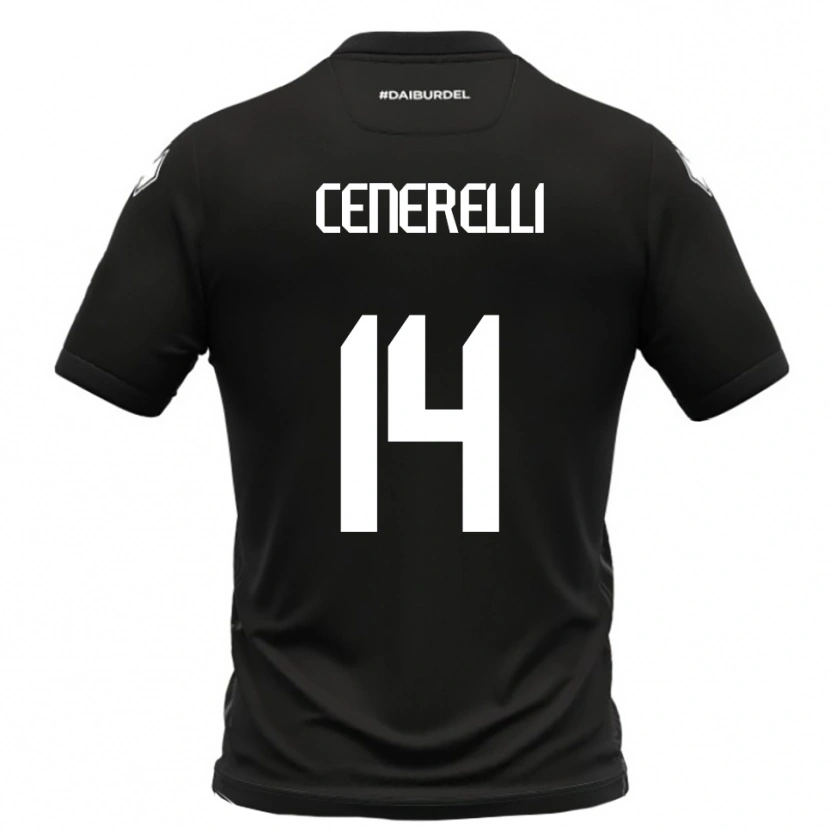 Danxen Kinder Alessandro Cenerelli #14 Schwarz Weiß Auswärtstrikot Trikot 2025/26 T-Shirt
