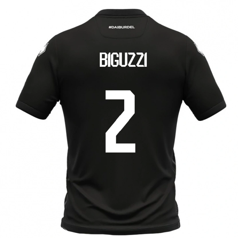 Danxen Kinder Riccardo Biguzzi #2 Schwarz Weiß Auswärtstrikot Trikot 2025/26 T-Shirt