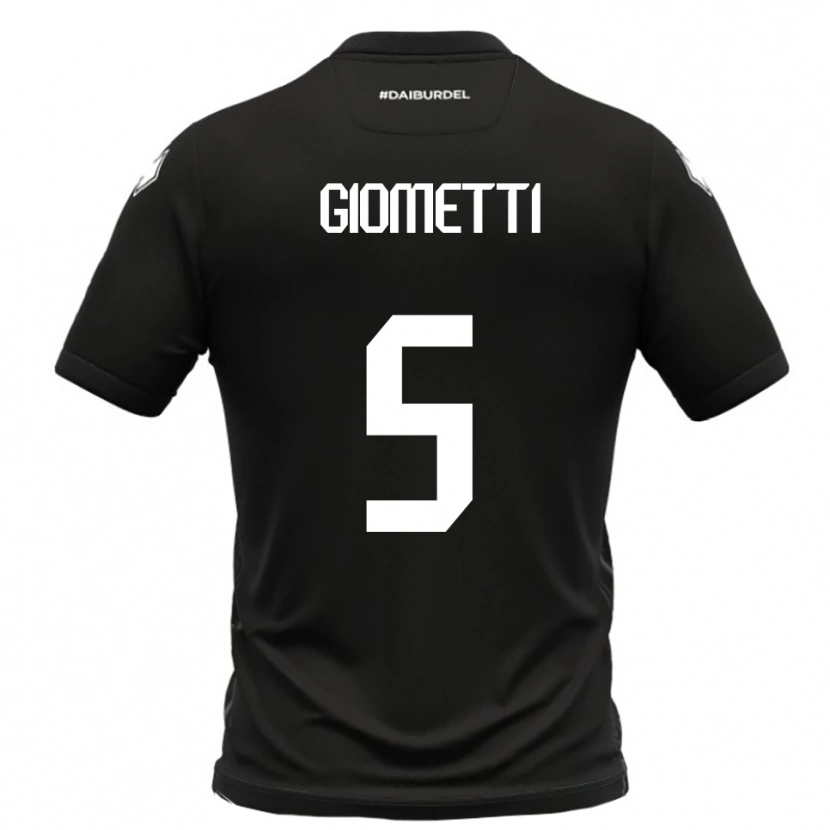 Danxen Kinder Edoardo Giometti #5 Schwarz Weiß Auswärtstrikot Trikot 2025/26 T-Shirt