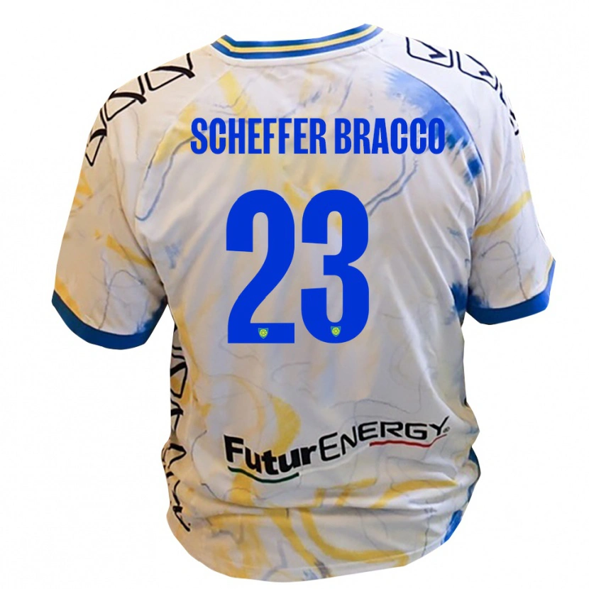 Danxen Kinder Mateo Scheffer Bracco #23 Weiß Gelb Blau Auswärtstrikot Trikot 2025/26 T-Shirt