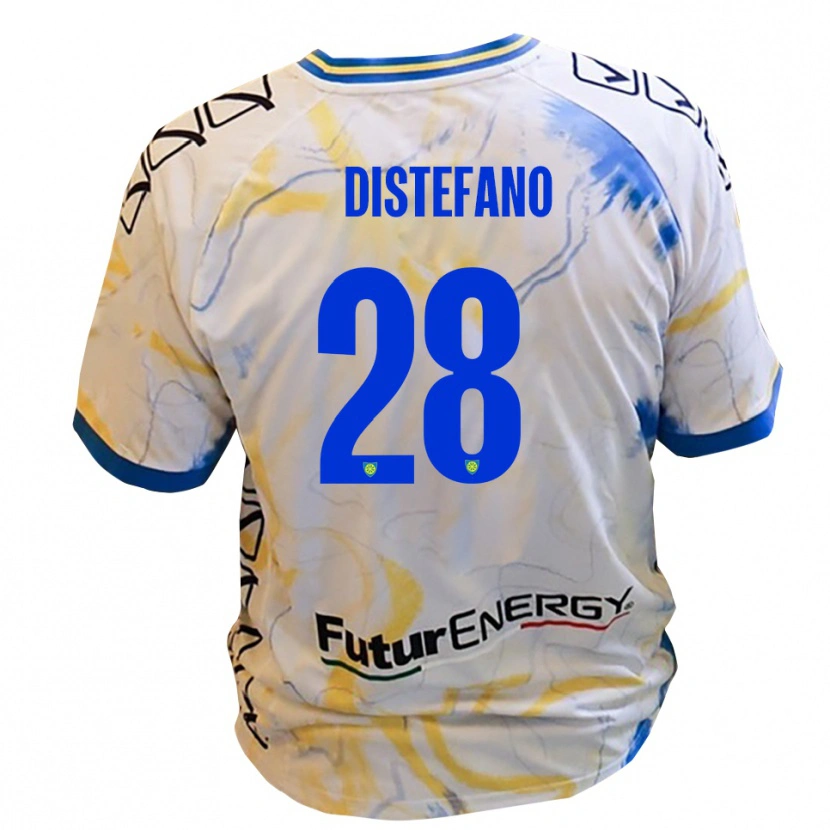Danxen Kinder Filippo Distefano #28 Weiß Gelb Blau Auswärtstrikot Trikot 2025/26 T-Shirt