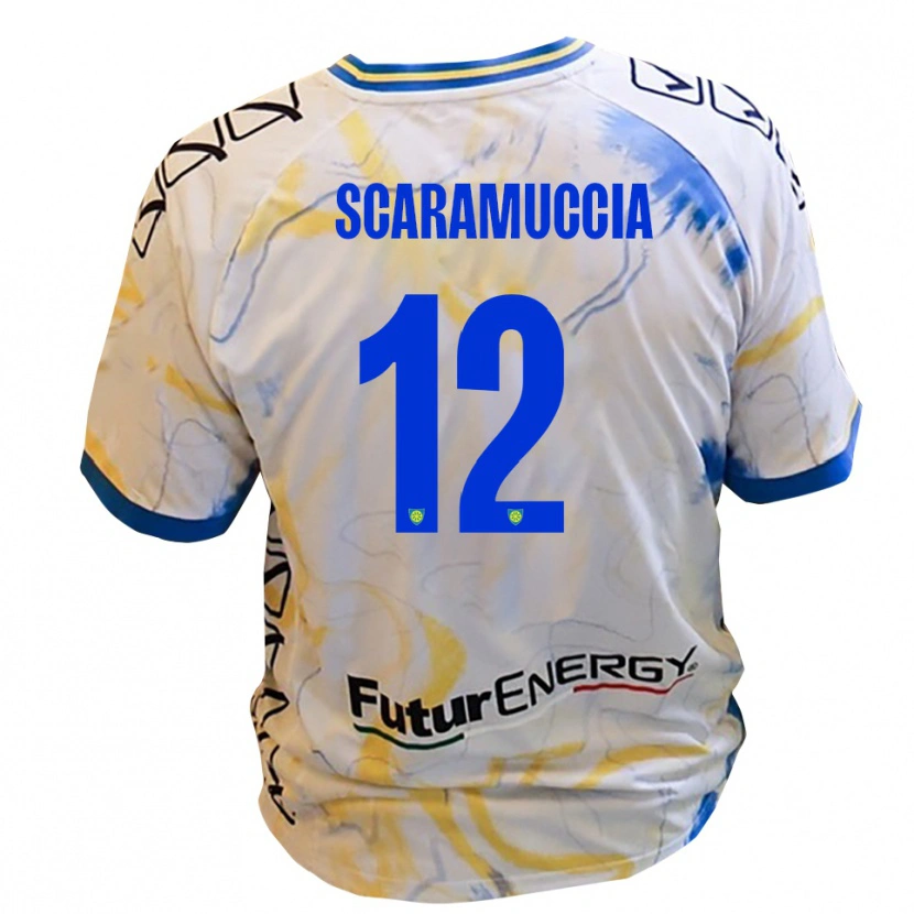 Danxen Kinder Francesco Scaramuccia #12 Weiß Gelb Blau Auswärtstrikot Trikot 2025/26 T-Shirt