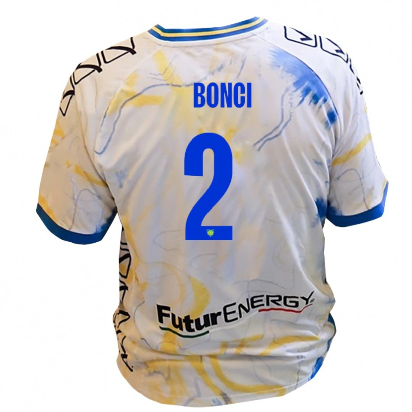 Danxen Kinder Alberto Bonci #2 Weiß Gelb Blau Auswärtstrikot Trikot 2025/26 T-Shirt