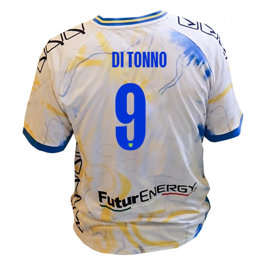 Danxen Kinder Edoardo Di Tonno #9 Weiß Gelb Blau Auswärtstrikot Trikot 2025/26 T-Shirt